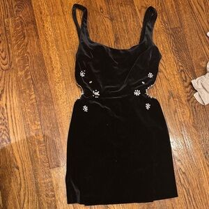 Zara Black Mini Dress with Floral Embellishments